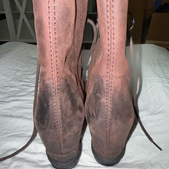 Sorel Dark Brown wedge Leather Boots 9.5 - Picture 4 of 10